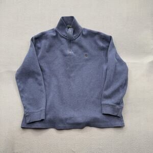 Polo Ralph Lauren Sweater Mens Large Blue Half Zip Pullover Pony Logo Mock Neck